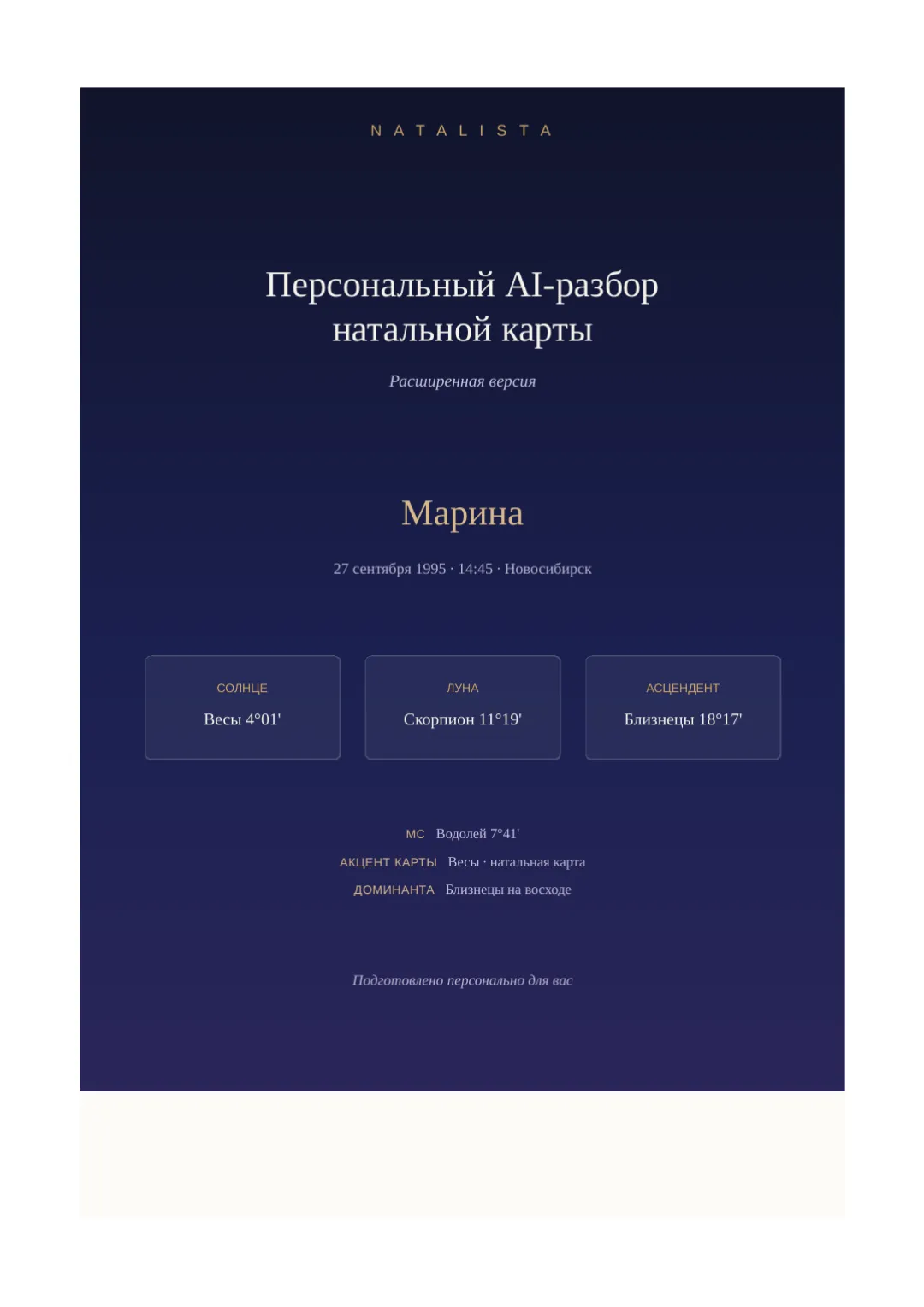 Пример разбора: Марина